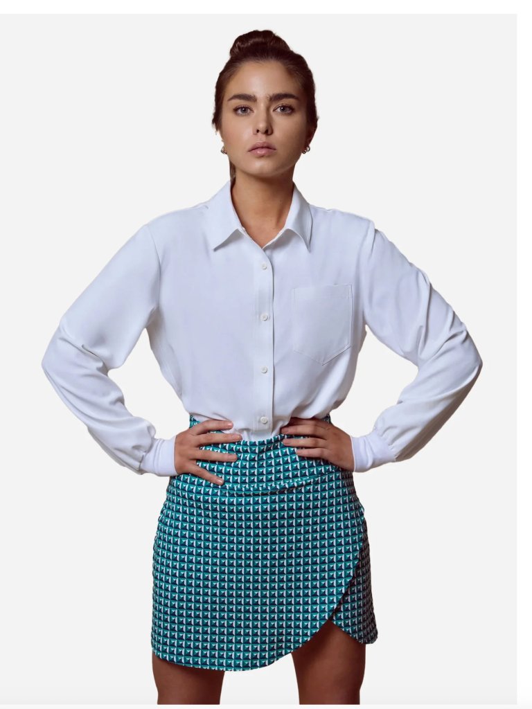 A. Putnam Wrap Skort Geo Square Green Medium Nwt Golf Resort Preppy — image 2 of 8